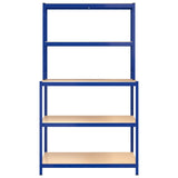 NNEVL 5-Layer Work Table with Shelves Blue Steel and Engineered Wood