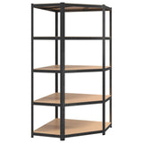 NNEVL 5-Layer Heavy-duty Corner Shelf Grey Steel and Engineered Wood