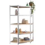 NNEVL 5-Layer Corner Shelf Silver Steel and Engineered Wood