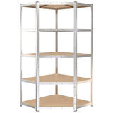 NNEVL 5-Layer Corner Shelf Silver Steel and Engineered Wood