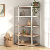 NNEVL 5-Layer Corner Shelf Silver Steel and Engineered Wood