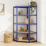 NNEVL 5-Layer Corner Shelf Blue Steel and Engineered Wood