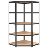 NNEVL 5-Layer Corner Shelf Anthracite Steel and Engineered Wood