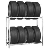 NNEVL 2-Layer Tire Rack Silver 110x40x110 cm Steel