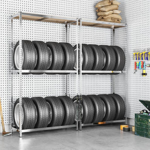 NNEVL 2-Layer Tire Racks 2 pcs Silver 110x40x180 cm Steel
