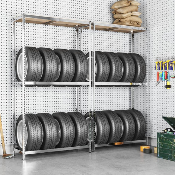 NNEVL 2-Layer Tire Racks 2 pcs Silver 110x40x180 cm Steel