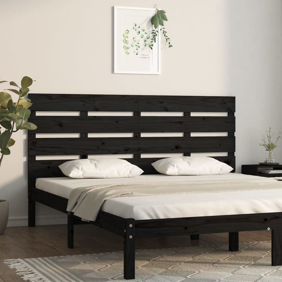 NNEVL Headboard Black 150x3x80 cm Solid Wood Pine