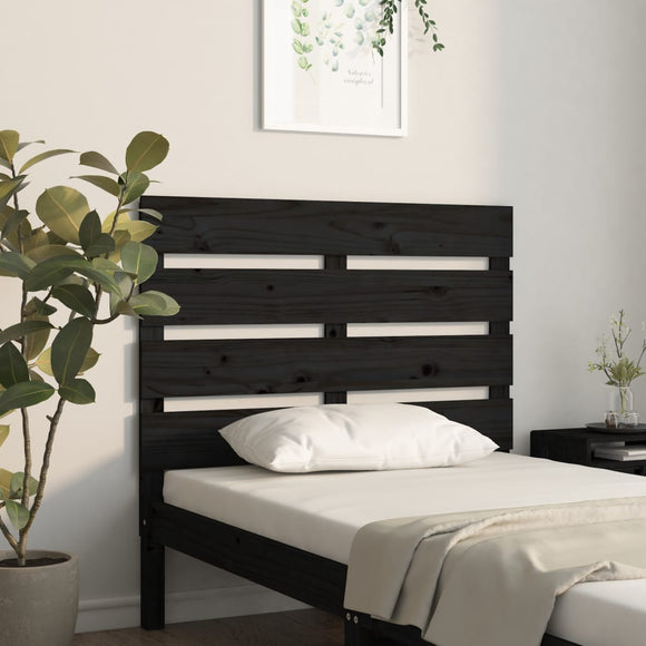 NNEVL Headboard Black 75x3x80 cm Solid Wood Pine