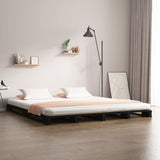 NNEVL Bed Frame Black 137x187 cm Double Size Solid Wood Pine