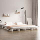 NNEVL Bed Frame White 137x187 cm Solid Wood Pine Double Size