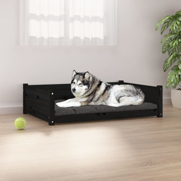 NNEVL Dog Bed Black 105.5x75.5x28 cm Solid Pine Wood