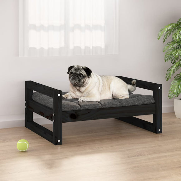 NNEVL Dog Bed Black 65.5x50.5x28 cm Solid Pine Wood