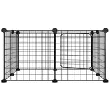 NNEVL 8-Panel Pet Cage with Door Black 35x35 cm Steel