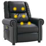 NNEVL Massage Recliner Chair Black Shiny Faux Leather