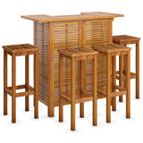 NNEVL 5 Piece Garden Bar Set Solid Wood Acacia