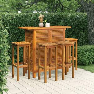 NNEVL 5 Piece Garden Bar Set Solid Wood Acacia