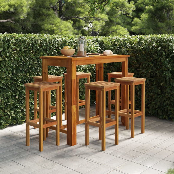NNEVL 7 Piece Garden Bar Set Solid Wood Acacia