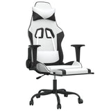 NNEVL Massage Gaming Chair with Footrest White&Black Faux Leather