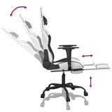 NNEVL Massage Gaming Chair with Footrest White&Black Faux Leather