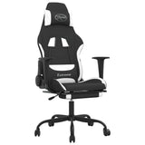 NNEVL Massage Gaming Chair with Footrest Black and White Fabric