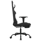 NNEVL Massage Gaming Chair with Footrest Black and White Fabric