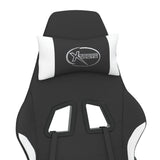 NNEVL Massage Gaming Chair with Footrest Black and White Fabric