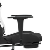 NNEVL Massage Gaming Chair with Footrest Black and White Fabric