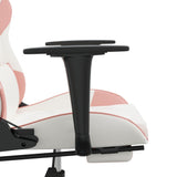NNEVL Massage Gaming Chair with Footrest White&Pink Faux Leather