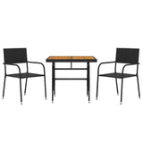 NNEVL 3 Piece Outdoor Dining Set Poly Rattan Black