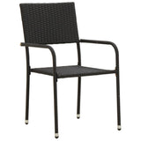 NNEVL 3 Piece Outdoor Dining Set Poly Rattan Black