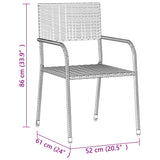NNEVL 3 Piece Outdoor Dining Set Poly Rattan Black