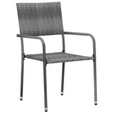 NNEVL 3 Piece Outdoor Dining Set Poly Rattan Grey