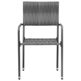 NNEVL 3 Piece Outdoor Dining Set Poly Rattan Grey
