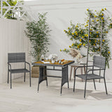 NNEVL 3 Piece Outdoor Dining Set Poly Rattan Grey