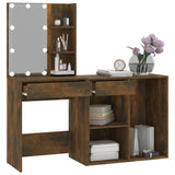 NNEVL LED Dressing Table with Cabinet Smoked Oak Engineered Wood