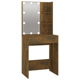 NNEVL LED Dressing Table with Cabinet Smoked Oak Engineered Wood