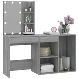 NNEVL LED Dressing Table with Cabinet Grey Sonoma Engineered Wood