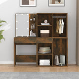 NNEVL LED Dressing Table with Cabinets Smoked Oak Engineered Wood