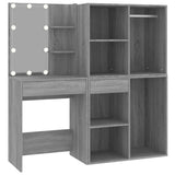 NNEVL LED Dressing Table with Cabinets Grey Sonoma Engineered Wood