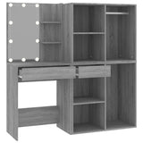 NNEVL LED Dressing Table with Cabinets Grey Sonoma Engineered Wood