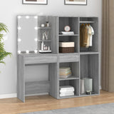NNEVL LED Dressing Table with Cabinets Grey Sonoma Engineered Wood