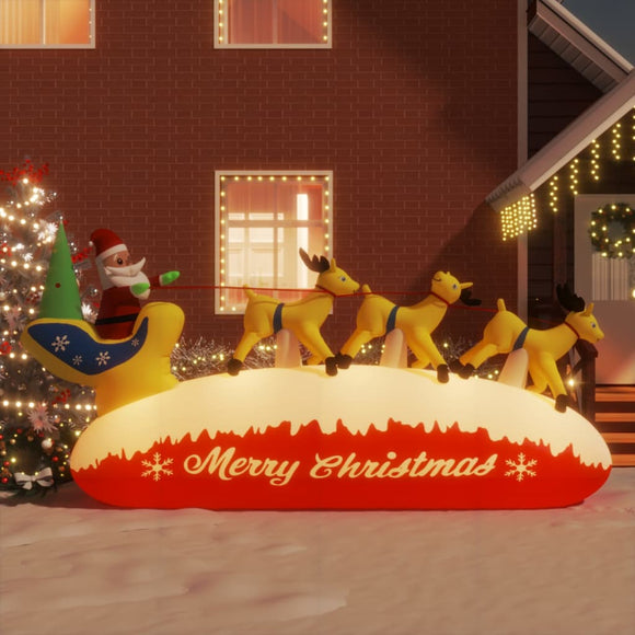 NNEVL Christmas Inflatable Santa and Reindeer Decoration LED 145 cm