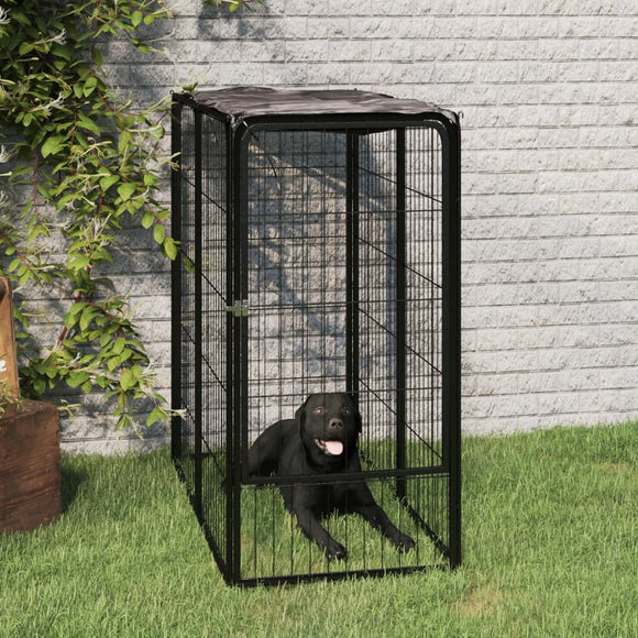 NNEVL Dog Playpen 6 Panels Black 50x100 cm Powder-coated Steel