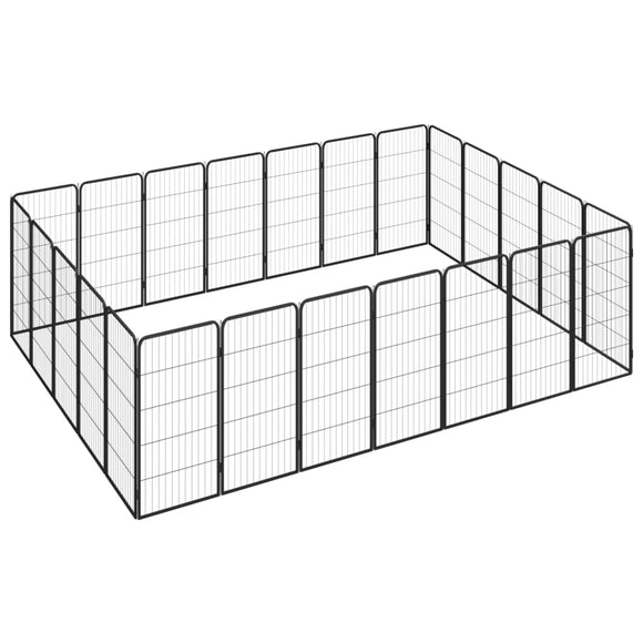 NNEVL 24-Panel Dog Playpen Black 50x100 cm Powder-coated Steel