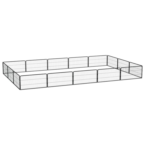 NNEVL 16-Panel Dog Playpen Black 100x50 cm Powder-coated Steel