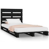 NNEVL Bed Frame Black 100x200 cm Solid Wood Pine