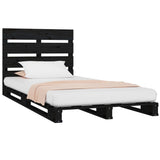 NNEVL Bed Frame Black 100x200 cm Solid Wood Pine