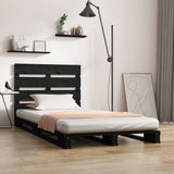 NNEVL Bed Frame Black 100x200 cm Solid Wood Pine