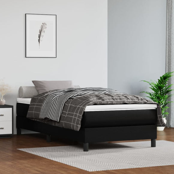 NNEVL Pocket Spring Bed Mattress Black 107x203x20 cm Super Single Faux Leather