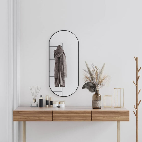 NNEVL Wall Mirror Black 90x40 cm Oval